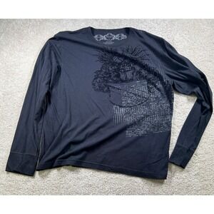 Bruno Mens L‎ Flocked Velvet Graphic Tshirt Long Sleeve Goth Grunge